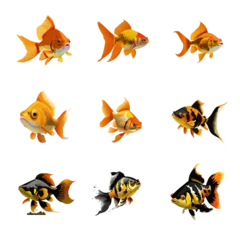 Fotobehang set of goldfish © Rachanon