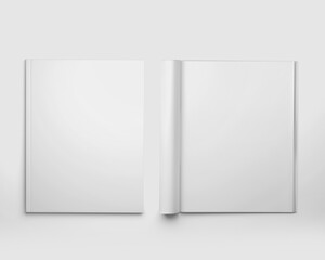 Two Magazines beside each other, Book, Booklet, Brochure, Blank Cover Mockup Template, Realistic, 3d Rendered isolated on light background.
