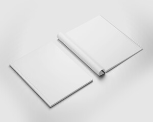 Two Magazines beside each other, Book, Booklet, Brochure, Blank Cover Mockup Template, Realistic, 3d Rendered isolated on light background.
