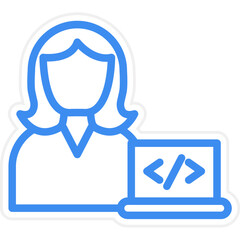 Vector Design Coder Woman Icon Style