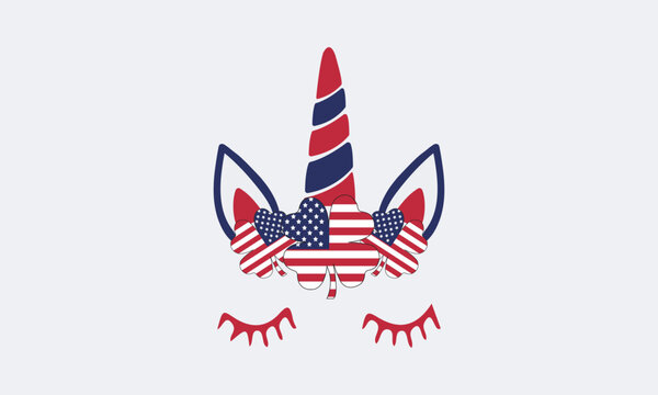 Patricks Unicorn US Flag Vector and Clip Art
