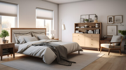 The interior design of the main bedroom is made very comfortable using items from Ikea