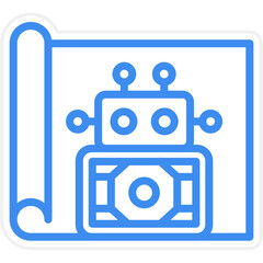 Vector Design Robot Blueprint Icon Style