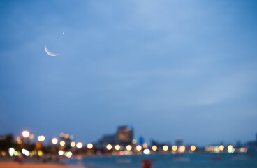 Sky Ramadan Moon Star Islam Sunset Bokeh Background Dark Cloud Evening Galaxy Landscape, Symbols...