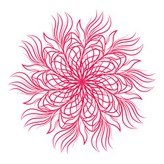 Mandala. Round floral ornament isolated on white background. Decorative design element. Outline illustration for greeting card, invitations, print on T-shirt and other items