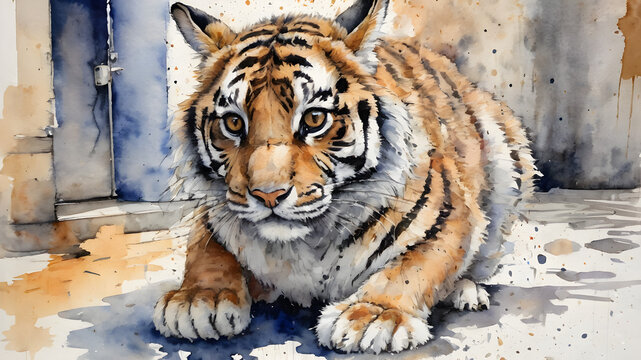 tiger watercolor painting