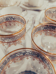 Expensive exquisite glasses on the table