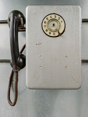 Old payphone on a city street