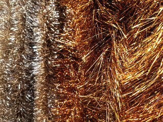 Gold and silver shades of New Year's tinsel