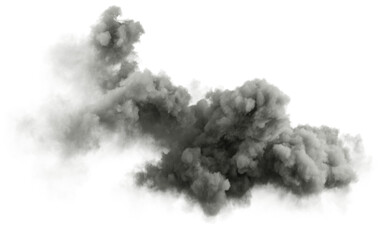 Pollution clouds flowing shapes isolated transparent backgrounds 3d rendering png