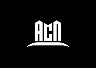 ACN letter logo design on creative BLACK background.