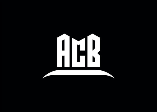 ACB letter logo design on creative BLACK background.