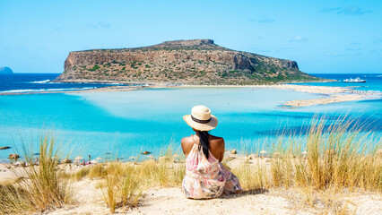 Crete Greece, Balos lagoon on Crete island, Greece - obrazy, fototapety, plakaty