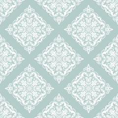 Classic seamless light blue and white pattern. Damask orient ornament. Classic vintage background. Orient pattern for fabric, wallpapers and packaging