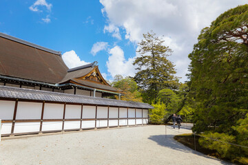 Kyoto, Japan - April 8 2023: Kyoto Imperial Palace was the residence of Japan's Imperial Family until 1868, when the emperor and capital were moved from Kyoto to Tokyo.