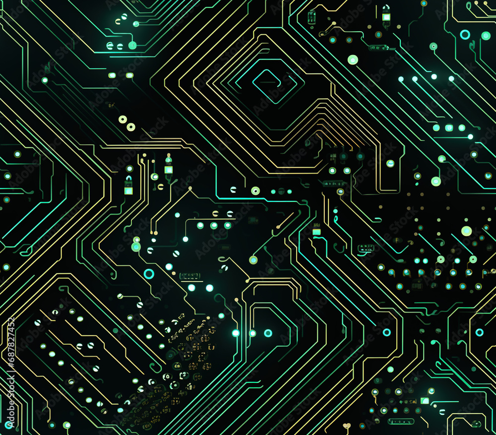 Poster 3d circuit board seamless patterns