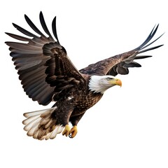 Bald Eagle Flying Isolated on white Background