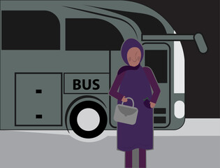 Person going on a bus