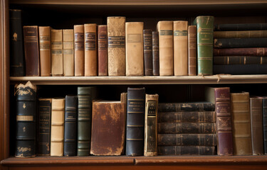 Vintage old books in a library