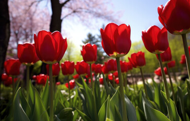 red tulips in the garden