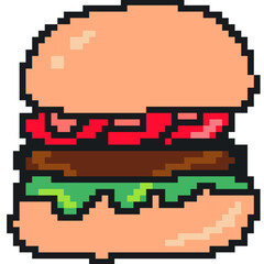burger pixel art game illustration 