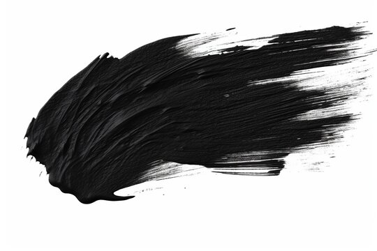black brush stroke isolated white background
