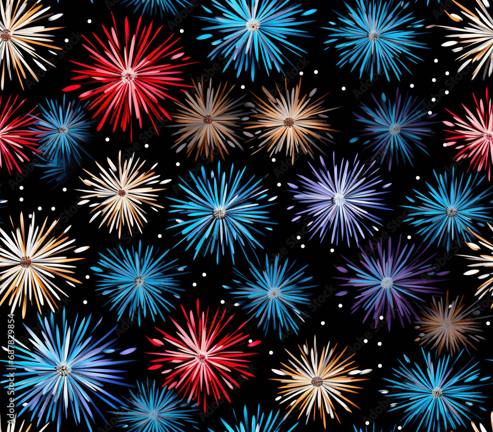 Poster 3d firework seamless patterns