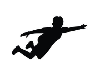 Silhouette of flying man, vector illustration isolated on white background