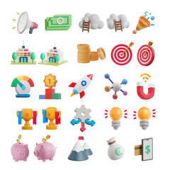 3D illustration Business Icon PNG Isolated High Resolution For Website And App Design Transparent Background  Simple Cartoon Design Minimal Bright Render In Toy Style