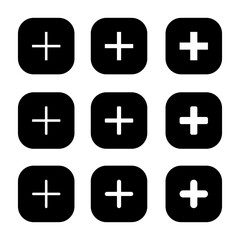 Obraz premium Add button icon vector in black square. Social media plus symbol