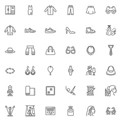 Fashion and style line icons set