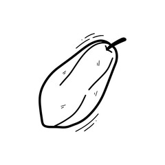 Hand Drawn Papaya Illustration. Doodle Vector. Isolated on White Background - EPS 10 Vector