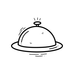 Hand Drawn Restaurant Cloche Illustration. Doodle Vector. Isolated on White Background - EPS 10 Vector