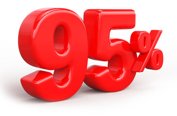 95 Percent Off Sale Discount Red 3D Number Render