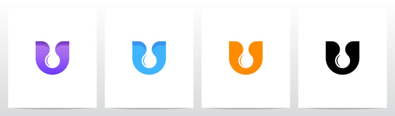 Water Drop Drip Melt Letter Logo Design U © recehan