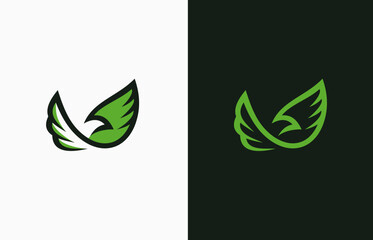 Flying bird pigeon dove leaf stylish animals friendly vector logo design