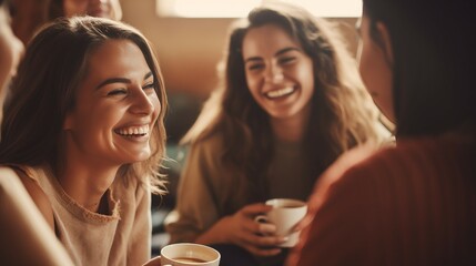 Fototapeta na wymiar Smiling Women, enjoying coffee
