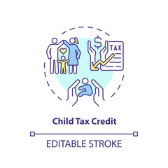 Child tax credit multi color concept icon. Special financial benefit. Support families with kids. Easy to use in article. Round shape line illustration. Abstract idea. Graphic design