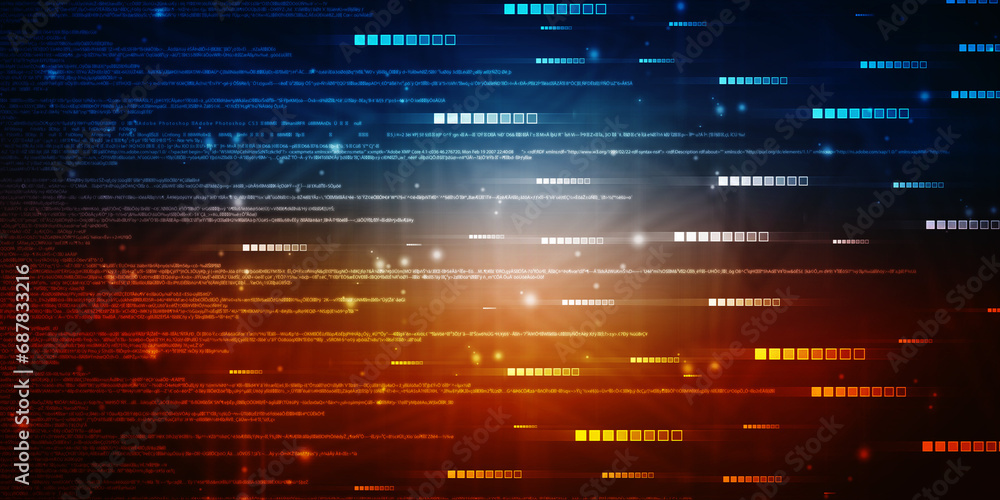 Leinwandbilder Internet binary data code computing or transmission process,Internet data transmission, Binary Code Background, Digital Abstract technology background