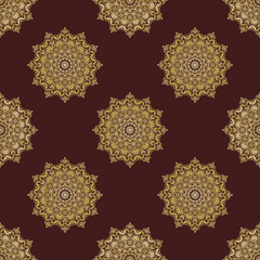 Orient classic pattern. Seamless abstract background with vintage elements. Brown and golden orient pattern. Ornament for wallpapers and packaging
