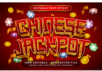 chinese jackpot 3d text effect and editable text effect with lanterns and Chinese ornaments