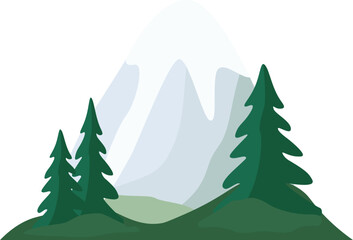 Plant and mountains vector background enviroment view flat illustration