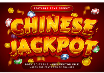 chinese jackpot 3d text effect and editable text effect with lanterns and Chinese ornaments
