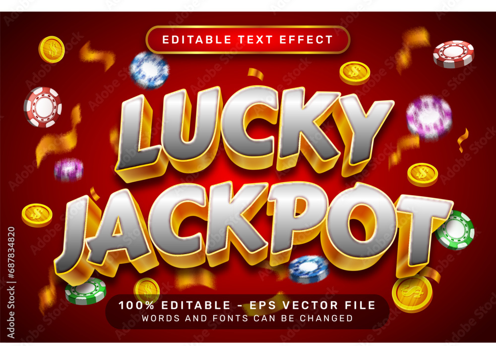 Poster luck jackpot 3d text effect and editable text effect with lanterns and chinese ornaments