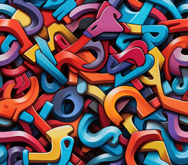 3D Graffiti Seamless Patterns