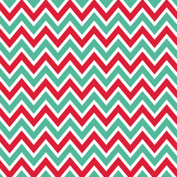 Christmas pattern chevron design wallpaper. Red, green and beige color zigzag pattern. © Vector Bucket