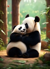 Fototapeta premium giant panda eating bamboo panda eating bamboo panda, bear, animal, china, bamboo, giant, mammal, zoo, wildlife, black, endangered, eating, wild, nature, asia, white, giant panda, rare, 