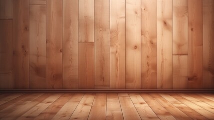 Naklejka premium wood wall empty room mock-up, ai