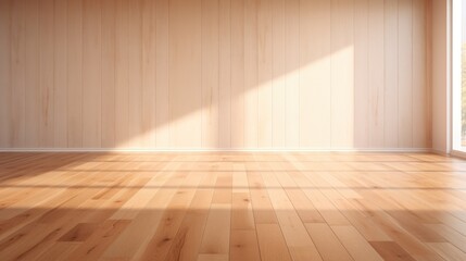 wood wall empty room mock-up, ai