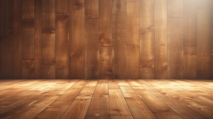 wood wall empty room mock-up, ai